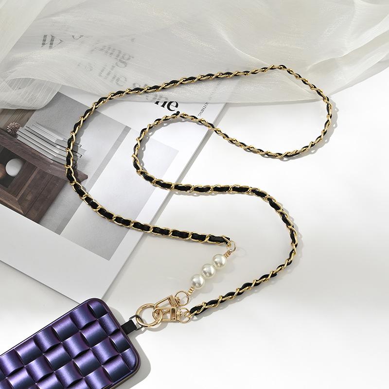 Korean Pearl Chain Stylish Accessories Phone Lanyard Beaded Charm Crossbody Bag Chain
