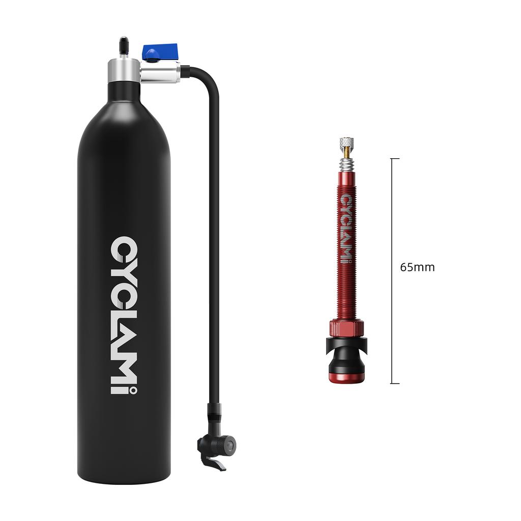 CYCLAMI 1.2L Aluminum Alloy MTB Road Inflator Tyre Air bottle Tire Booster With Valve Gas Cylinder For Bike Tubeless 29" Tire