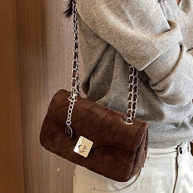 Womens Mini Square Crossbody Bag With Rhombus Quilting Chain Strap Daily Commute Urban Style