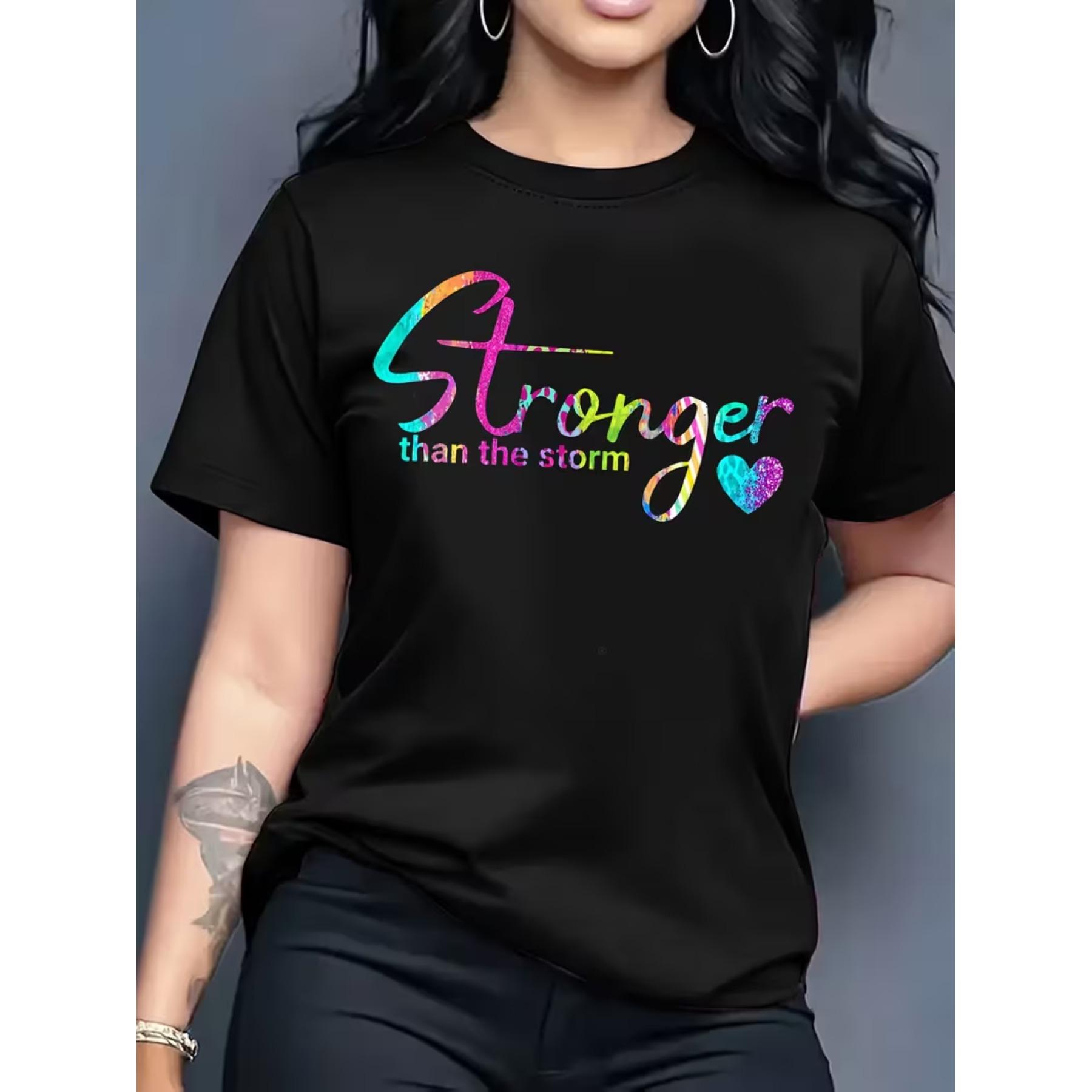 

A Powerful Printed T-Shirt That Surpasses A Storm, Featuring A Casual Short Sleeve and Round Neck, Perfect for Fashionable Women S Wear XXL чорний