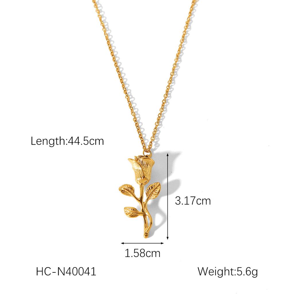 Fashion Versatile Women Necklace Rose Flower Eight Pointed Star Moon Scallop Titanium Steel Pendant Jewelry
