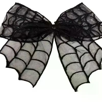 Black Bow Hair Clips Bat Embroidery Lace Tulle Veil Gothic Hairpins Spooky Halloween Cosplay Hair Accessories For Women Girls
