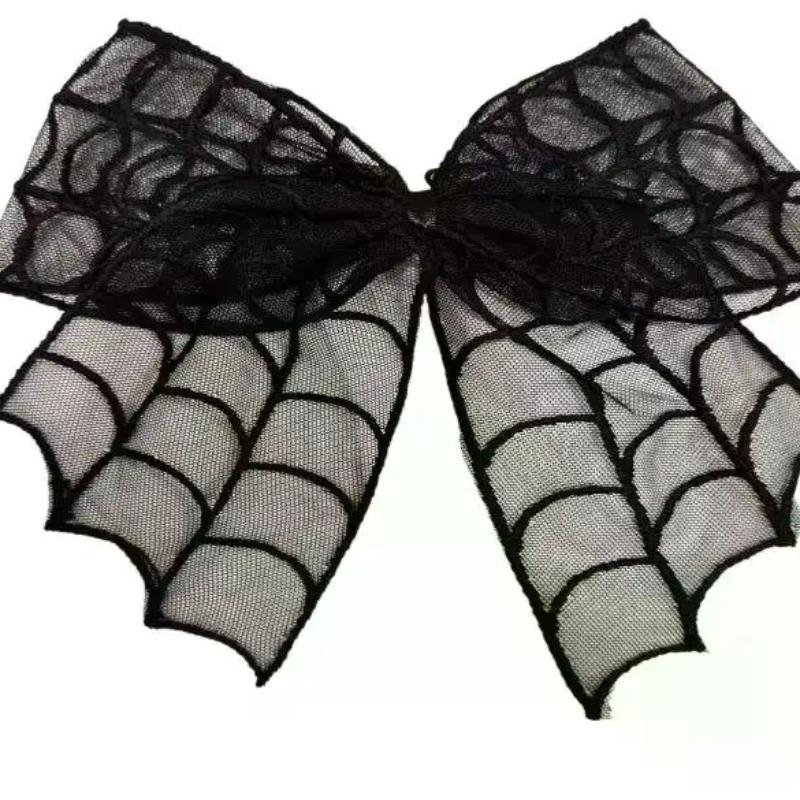 Black Bow Hair Clips Bat Embroidery Lace Tulle Veil Gothic Hairpins Spooky Halloween Cosplay Hair Accessories For Women Girls
