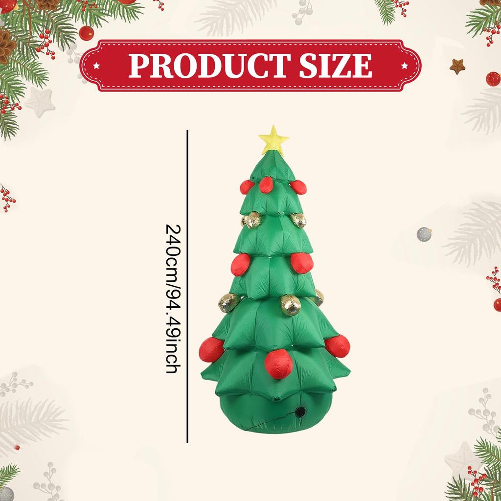 Outdoor Inflatable Christmas Tree LED Lighted Model Yard Decoration Weatherproof Holiday Decor for Garden Party