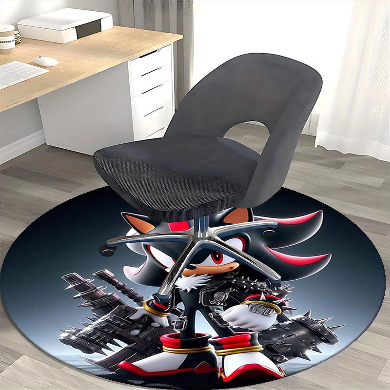 1pc Shadow the Hedgehog Anime Design Round Carpet - Office Chair Mat, Non-Slip Rug for Home Decor