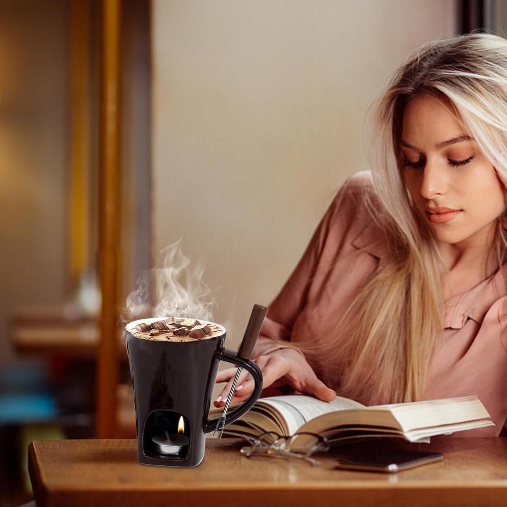 Fondue Mug Set Personal Mini Fondue Pots Chocolate Cheese Ice Cream Fondue Maker Kit Individual Butter Melter Cup Small Warmer