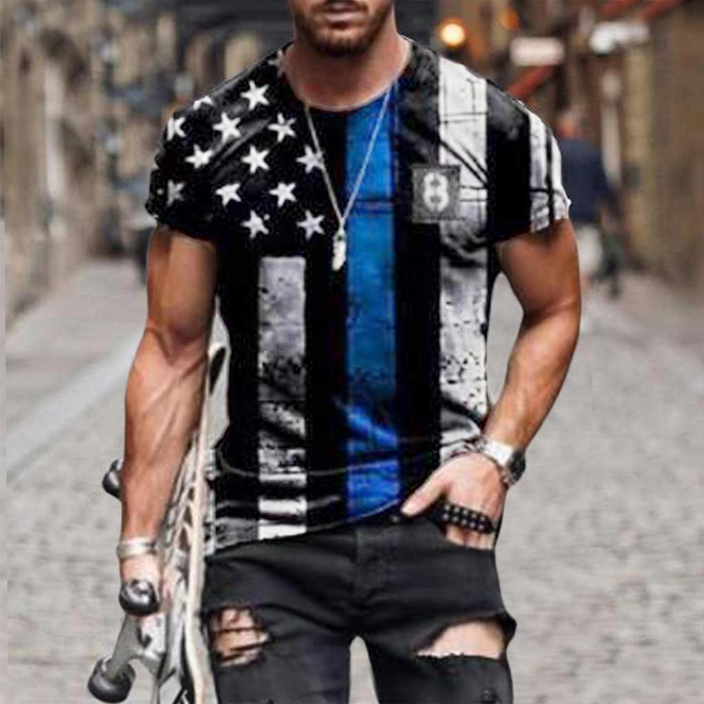 T-Shirts für Herren, Herren-T-Shirt mit amerikanischer Flagge, patriotisches T-Shirt, kurzärmelig, für Workout, Muskel-T-Shirts