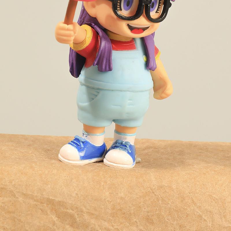 Set of 6 Arale Anime Figures: Dr. Pancake, Robot Doll, Xiaoyun, and Xiaoyu. Perfect for gifts!