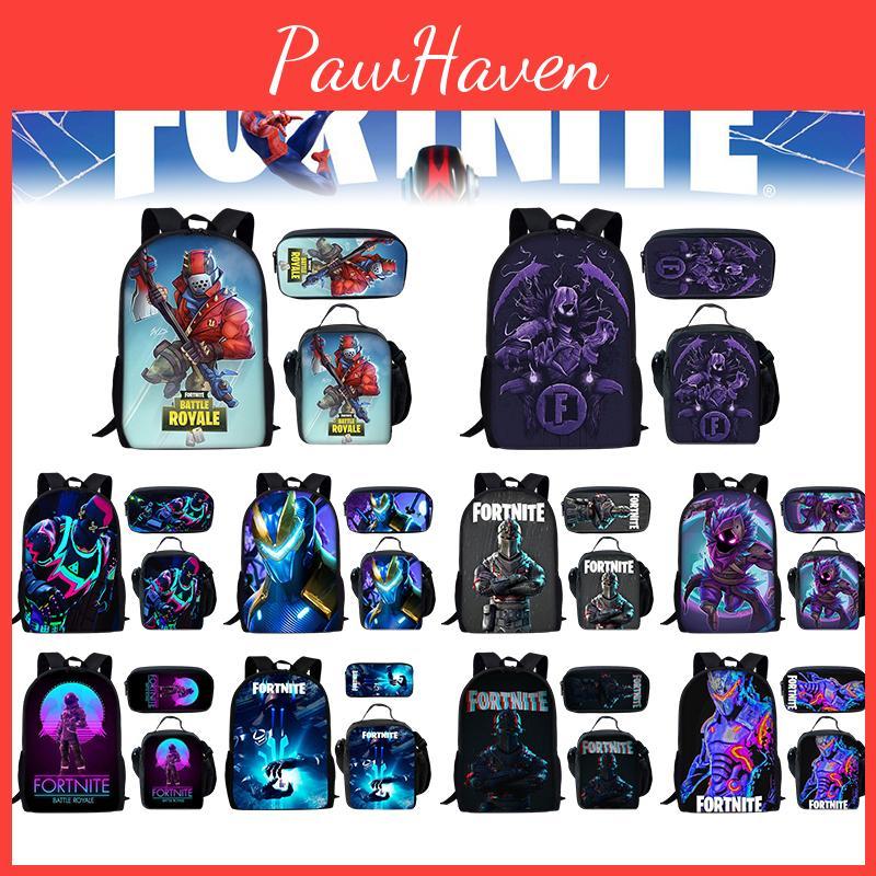 Large Capacity Fortnite Fortress Night Backpack Set Oxford Cloth 20-35l Breathable Waterproof Cartoon Pattern Street Style