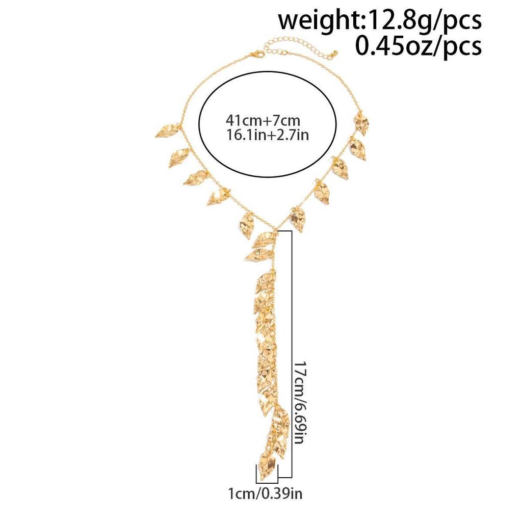 SHIXIN Sexy Leaves Tassel Long Pendent Necklace for Women Vintage Adjustable Y-Shaped Sweater Chain Party Jewelry Accessories