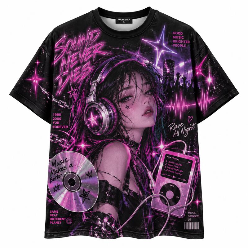 Retro Graphic T Shirt Men Women Hip Hop Gaming Anime Alien Shark Candy Car Print Short Sleeve Streetwear Casual Summer Tee