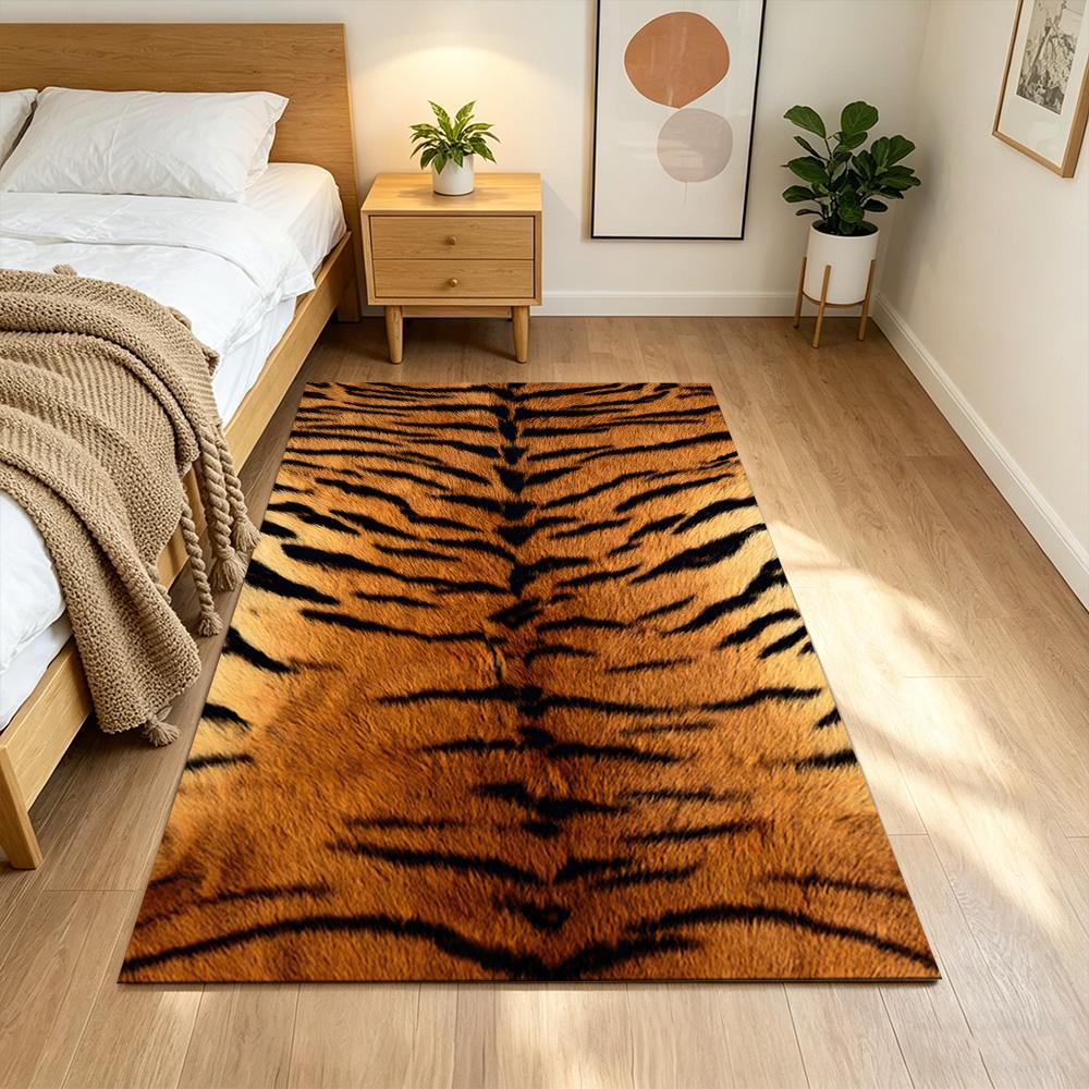 Tiger Stripe Pattern Close-up Non-Slip Home Carpet Design for Office Decor Living Room Bedroom Gift