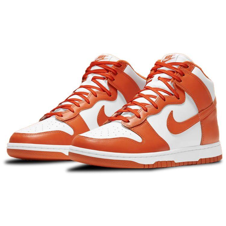 Nike Dunk Retro 'Orange Blaze' Leather High Top Skateboard Shoes Men's White Orange 2021 Edition DD1399-101