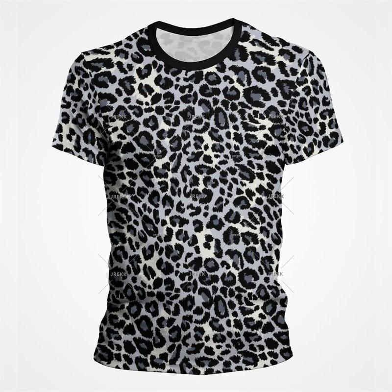 

Леопардовый принт 3D Смешные футболки для мужчин и женщин Летняя футболка с коротким рукавом Уличная одежда унисекс Большие топы Футболки M