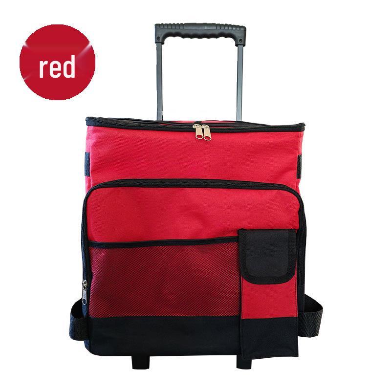 Foldable Large-Capacity Insulated Trolley Bag for Outdoor Travel and Picnics