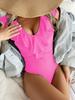 2024 European & American One-Piece Flounce Bikini - Solid Color, Sexy Swimwear