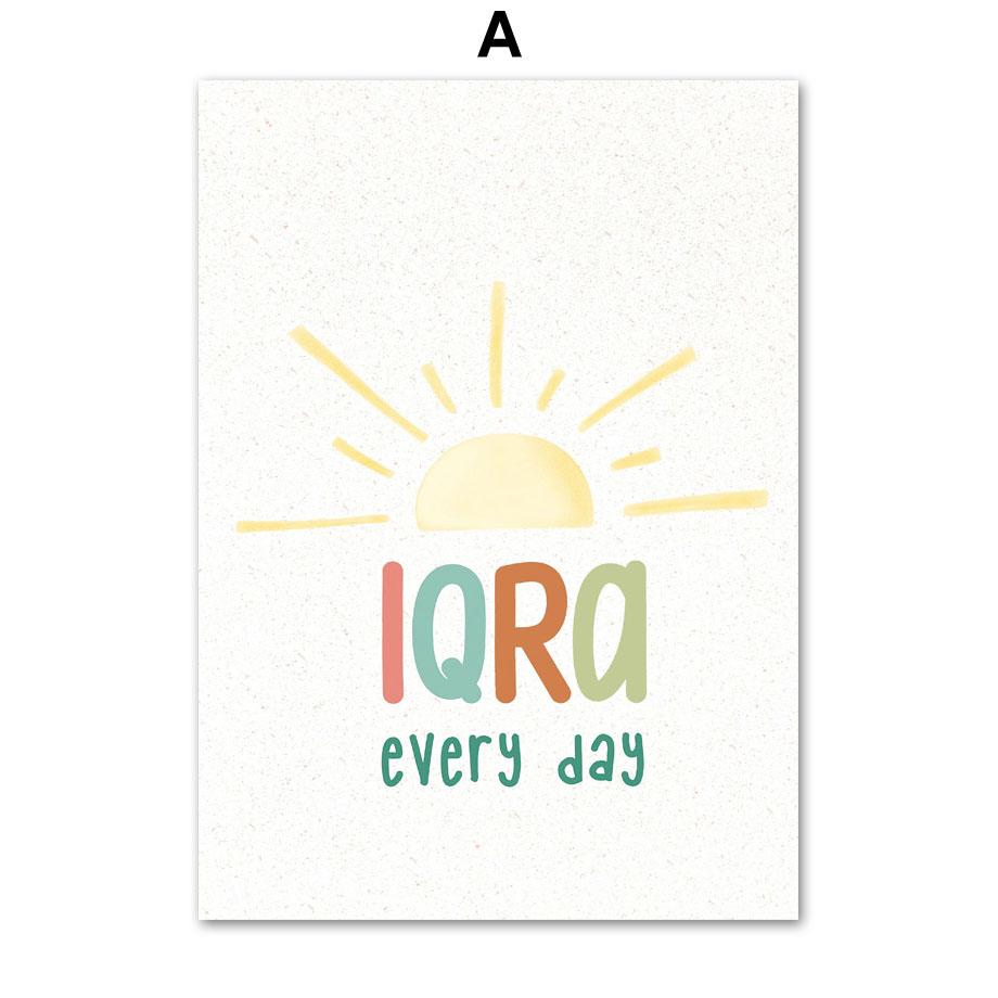 Islamic Cartoon Rabbit Mosque Rainbow Giraffe Balloon Posters Prints Canvas Painting Wall Art Pictures Kids Room Home Decor