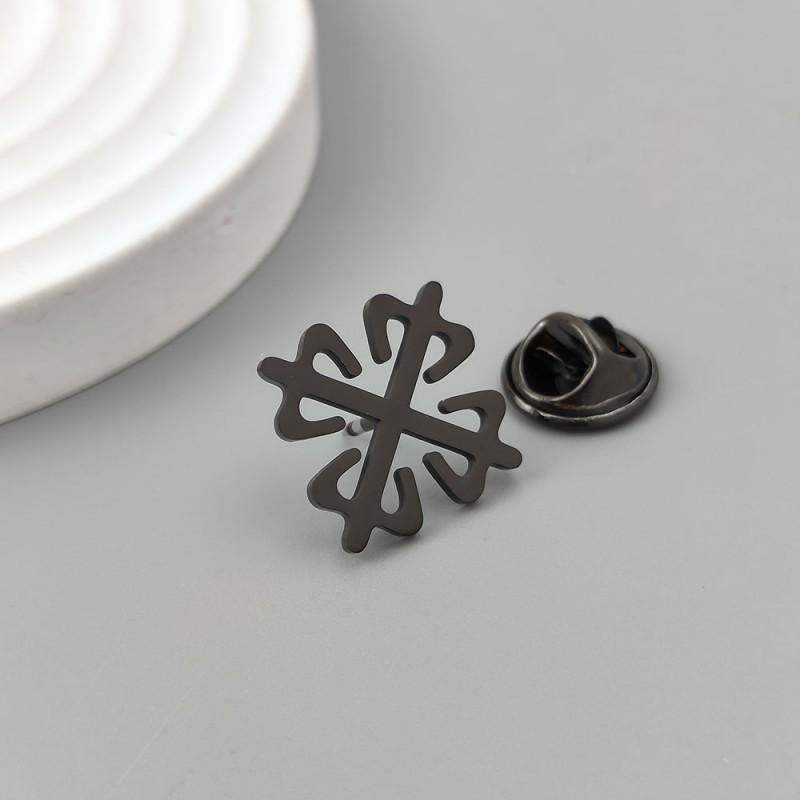 European American Cross Style Stainless Steel Brooch Men s Versatile Jacket Shirt Cufflinks Suit Pin Accessories 18K