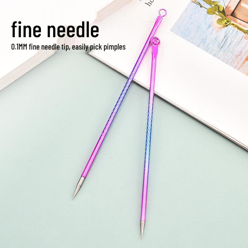 Colorful Stainless Steel Blackhead Extractor Set: 4-Piece Double-Headed Acne Needle Kit