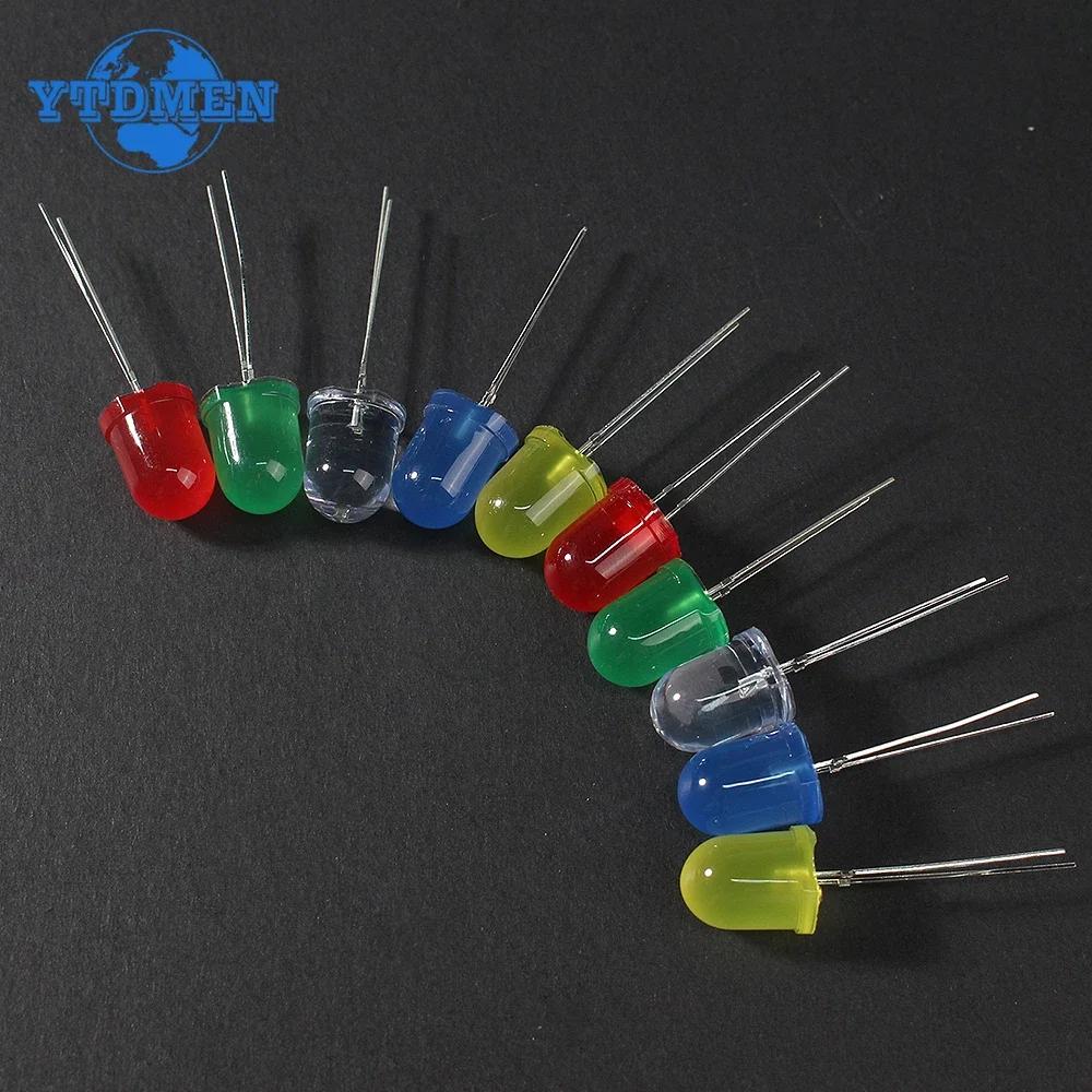 50PCS LED Diode Assorted Kit 8MM 10MM Multi Color DIY LED Light Emitting Diodes F8 F10 Red Green Blue Yellow White
