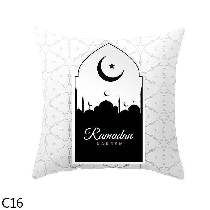 Muslim  Ramadan Eid Mubarak Print Sofa Cushion Cover Pillowcase Home Decor Party Car Bedding