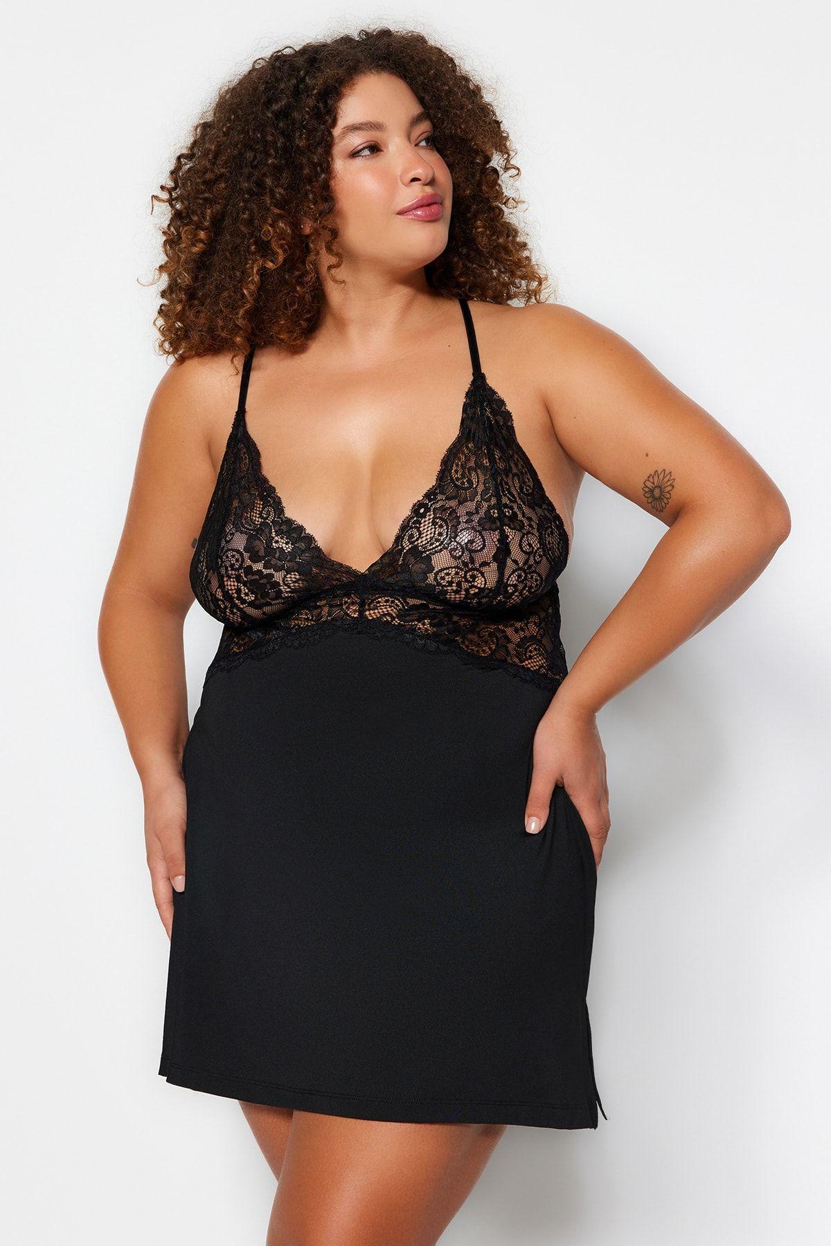 

Женский стиль, черные кружевные ремни больших размеров, Babydoll больших размеров