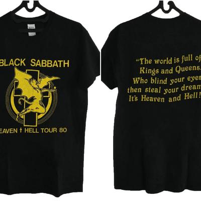 Americké vintage tričko kapely Black Sabbath 1980 Heaven and Hell Tour Pánske tričko Letná novinka Pánsky a dámsky streetwear