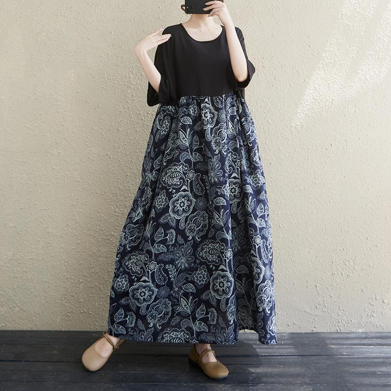 The Real Shot of The New 125kg Fat MM In Summer Covers The Meat and Looks Thin, and The Color Matching Cotton and Linen Dress Women's Clothing