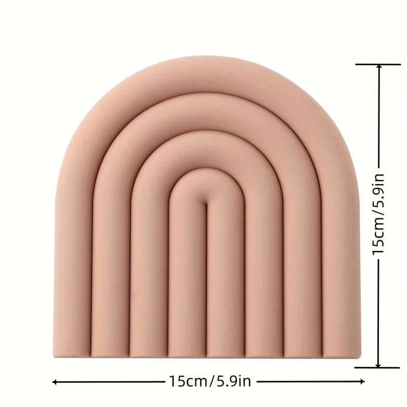 Silicone Trivet Mat Rainbow Shaped Heat-Resistant Pot Non Slip Insulation Hot Pad Coaster Cup Holder Food Grade Kitchen Accessor