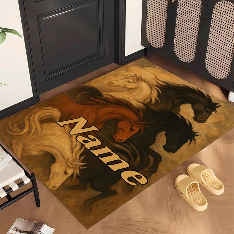 vivid horse (5) Personalized name Office Carpet Stylish Decor for Living Room Bedroom Kitchen