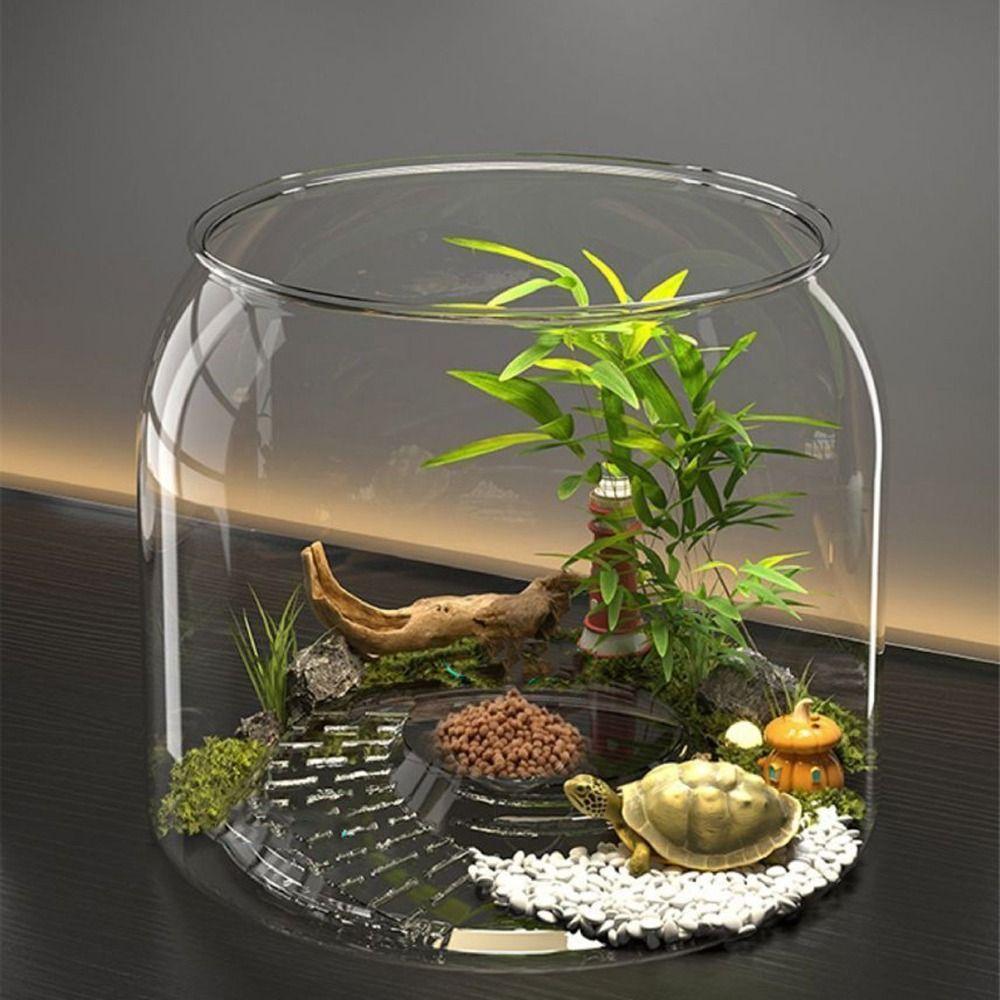 Plastic Round Fish Tank Anti-broken Desktop Small Aquarium Multifunctional Fish Bowl  Living Room