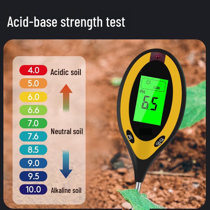 Four-in-One High-Precision Soil Tester: pH, Moisture, Light, and Temperature Meter