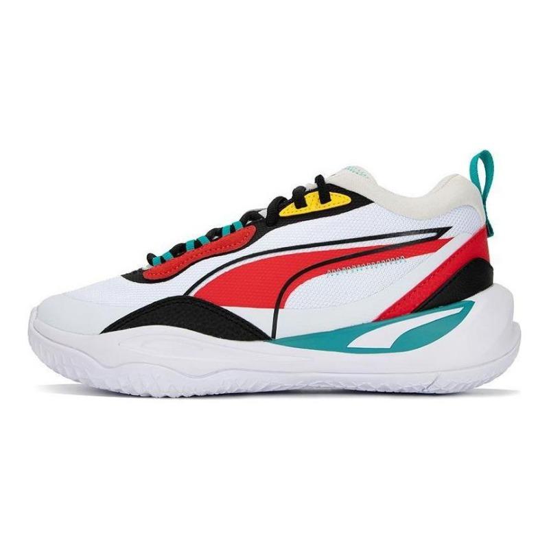 PUMA Playmaker Mesh Mid Lifestyle Shoes Unisex White Red 385841-05 38