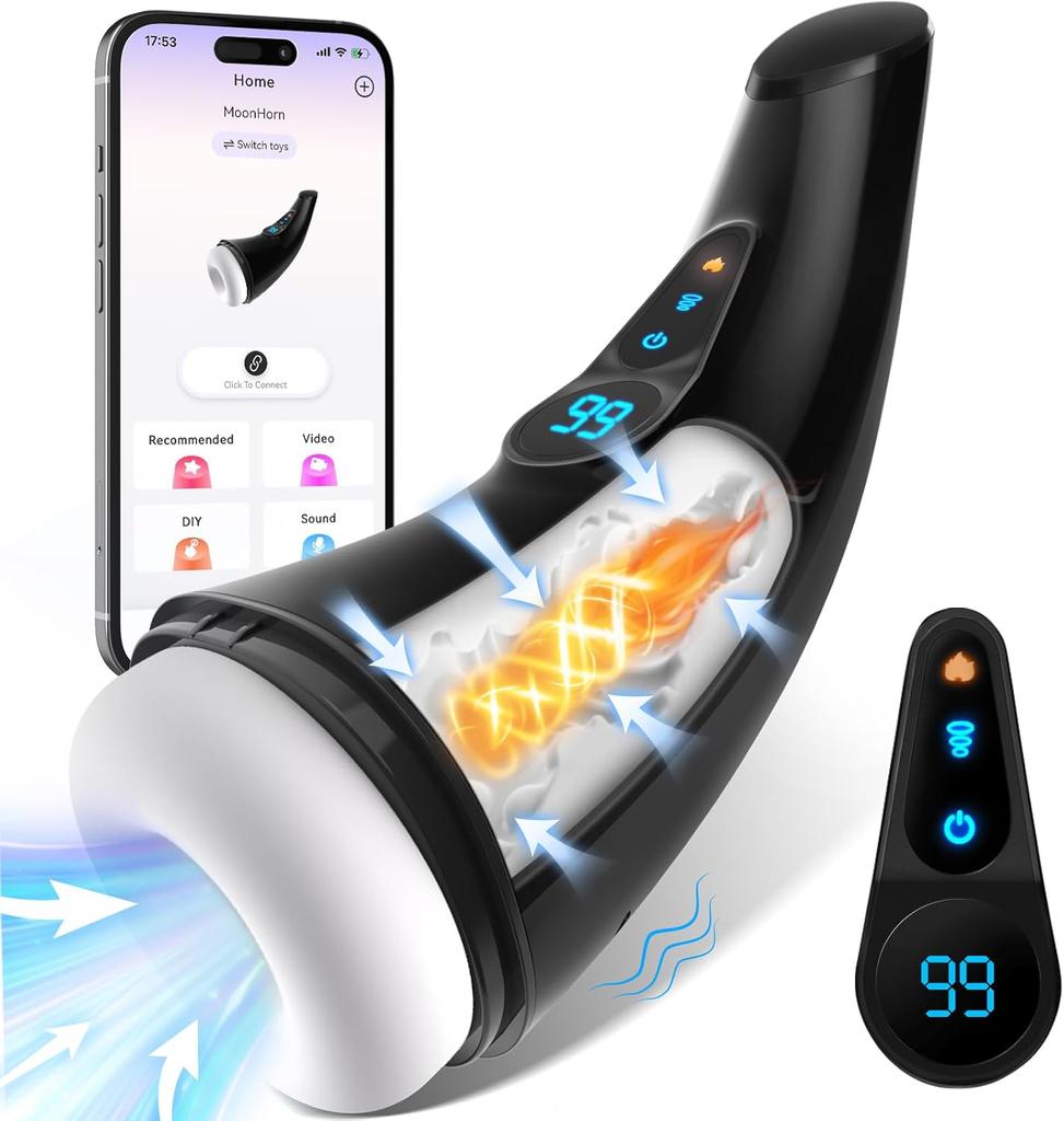 Male Masturbator Sex Toys for Men Adult Blowjob Masturbators Penis Pump with 9 Sucking & Vibrating Modes, 3D Textured Sleeve Heating Mens Toy Stroker