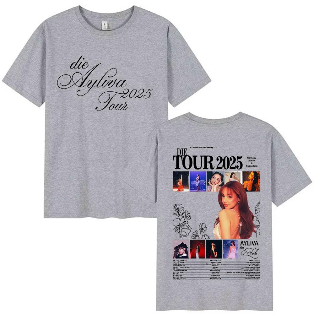 Die Ayliva Tour 2025 Graphic Tshirts Men Women Casual Harajuku Oversized T Shirt Retro Fashion High Quality Cotton Tshirt Tops