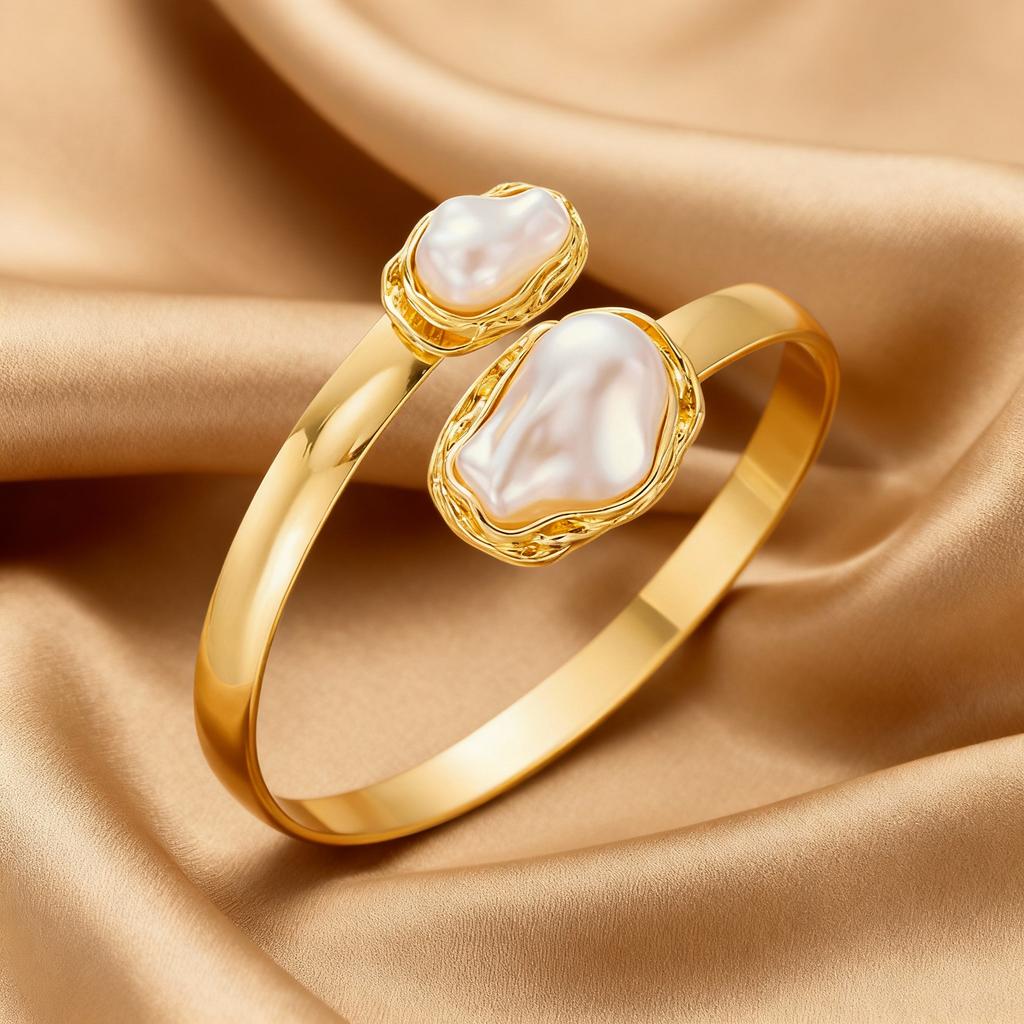 IF ME Fashionable Irregular Baroque Bangle for Women Vintage Metalic Open Cuff Bracelet Girls Party Wedding Jewelry Accessories
