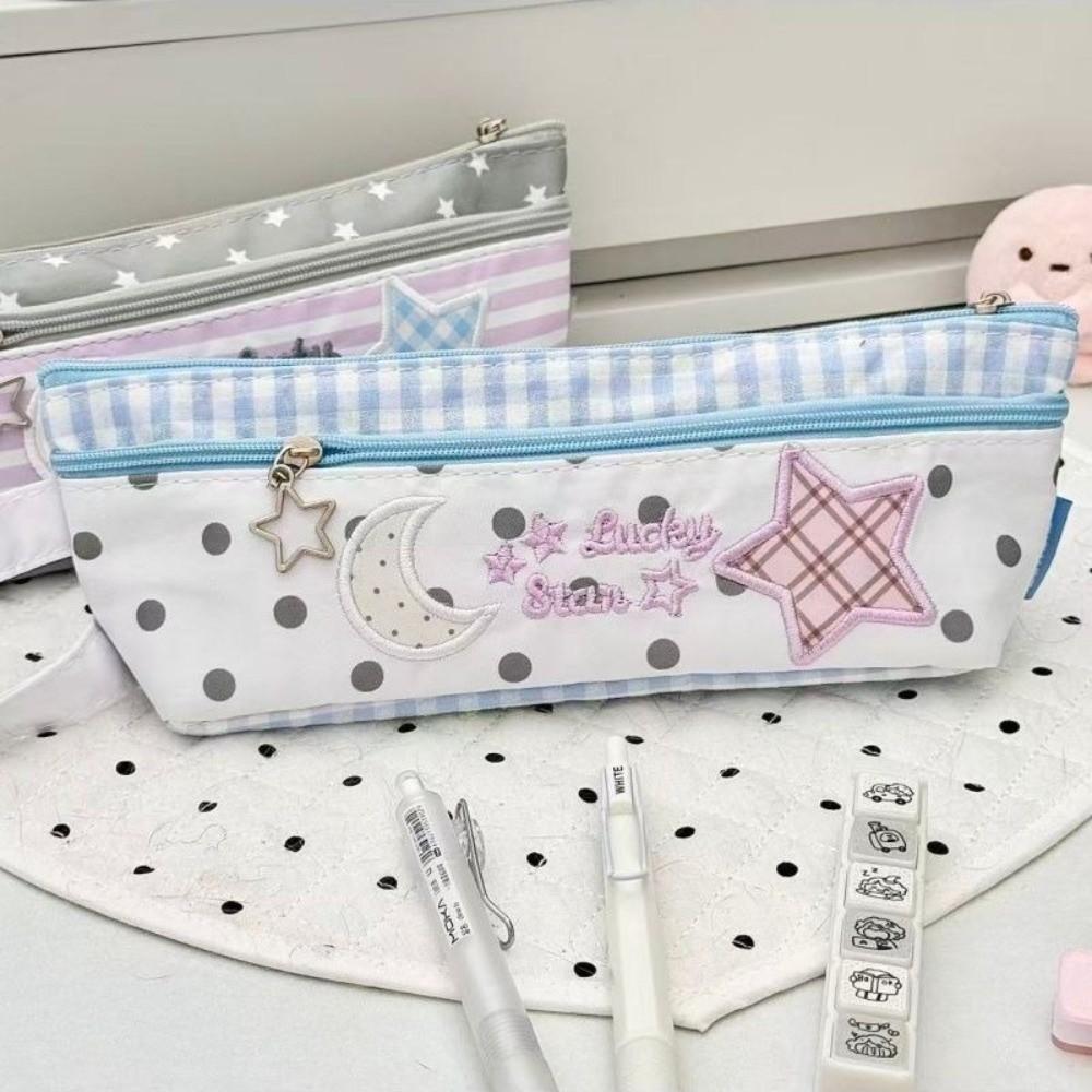 Large Capacity Pencil Case Plaid Stationery Storage Bag Gifts Pen Bag For Students