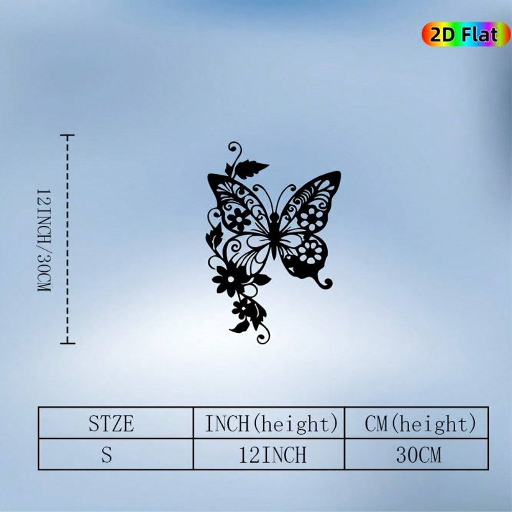 Butterfly Metal Wall Art Floral Statue Rust Proof Garden Decor Gift
