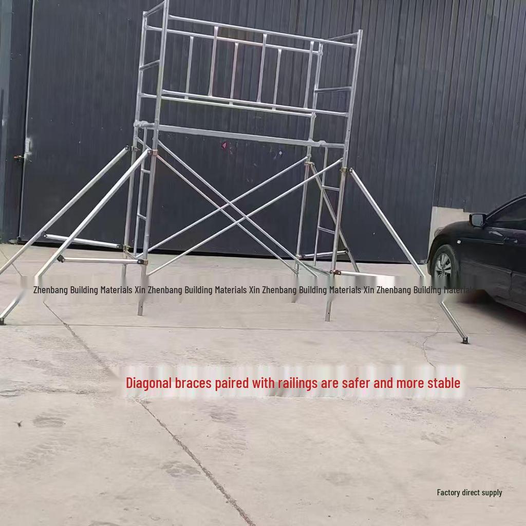 Diagonal Support Pole: Large Tripod Safety Leg for Mobile Scaffolding Stability.
