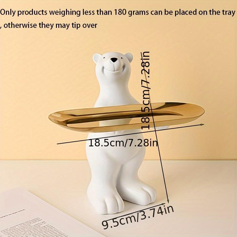1pc of High-End White Polar Bear Storage Ornament, Suitable Only for Lightweight Items, Classic Bohemian Cartoon Animal Decorative Tray