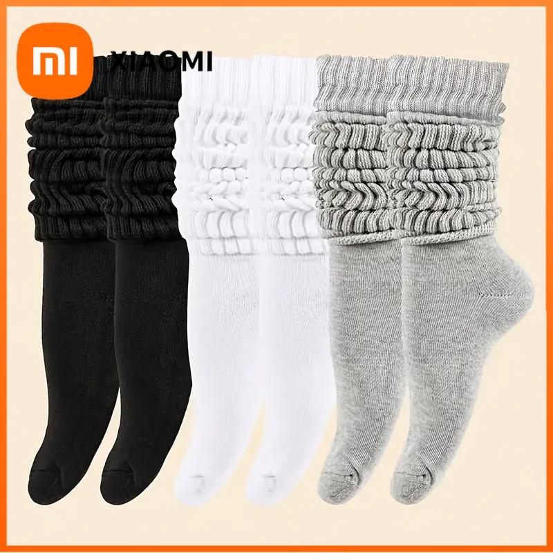 Xiaomi 6 Pairs Knee High Socks Solid Color Stackable Loose Cuff Over The Knee Socks Breathable Casual Fashion Versatile