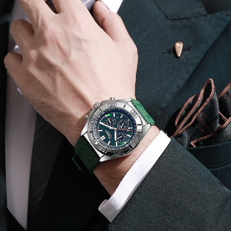 Męski zegarek mechaniczny z automatycznym naciągiem, wielofunkcyjny kalendarz na tarczy, modny sportowy zegarek na rękę dla mężczyzn