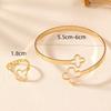 Cut-Out Size Four-Leaf Flower Overlapping Bracelet Simple Metal Clover Couple Bracelet Set