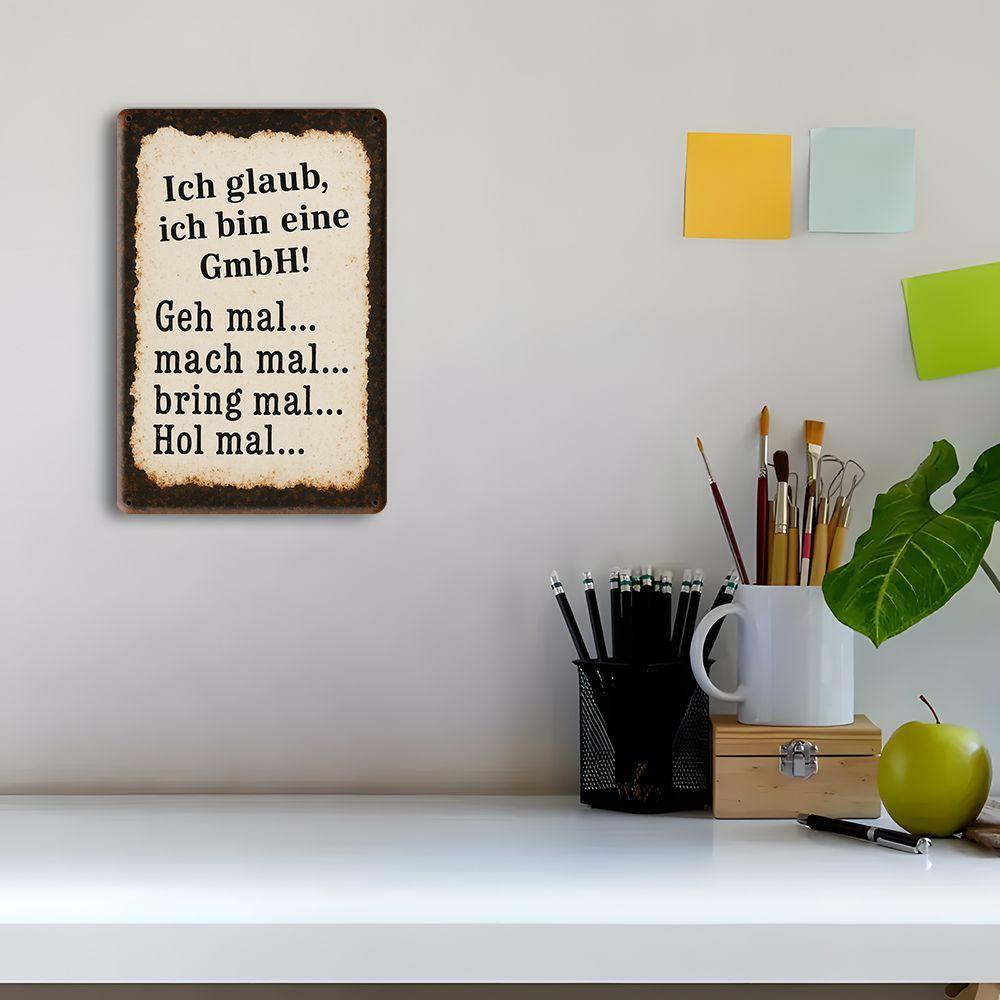 "GmbH" German Humor Sign - 20.32x30.48cm Vintage Metal Decor for Office & Bar