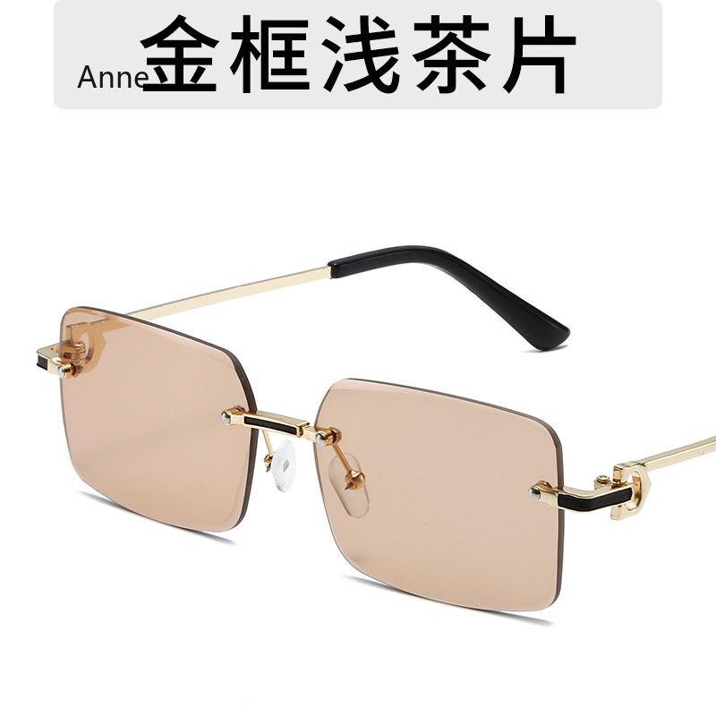 Vintage Square Rimless Sunglasses Women Luxury Designer Popular Small Rectangle Gradient Sun Glasses Fashion Shades