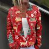 Women's Fashion Christmas Printed Long Sleeve Knitted Cardigan Button Down Jacket
