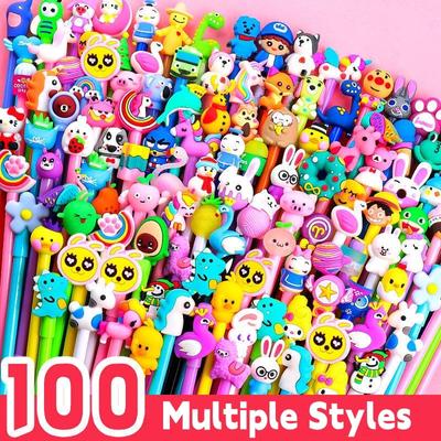 Education Office Supplies Cute Cartoon Gel Pen 0.5/38MM Ink Pen Gift School Award Student Gift Fun Girl Pen Random 100pcs
