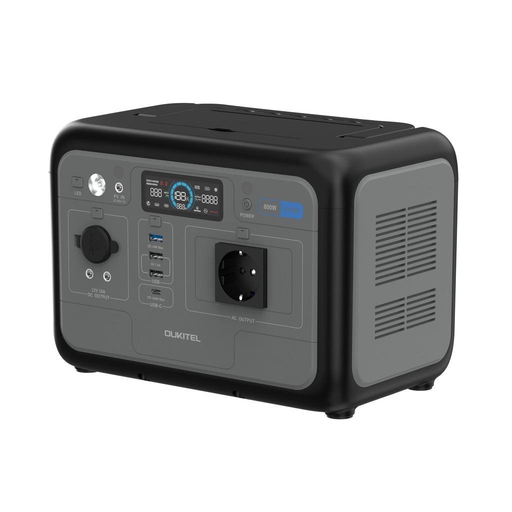 OUKITEL P800 800W Portable Power Station, 512Wh LiFePO4 Battery, AC Fast Charging, Solar Generator for Outdoor Camping Emergency