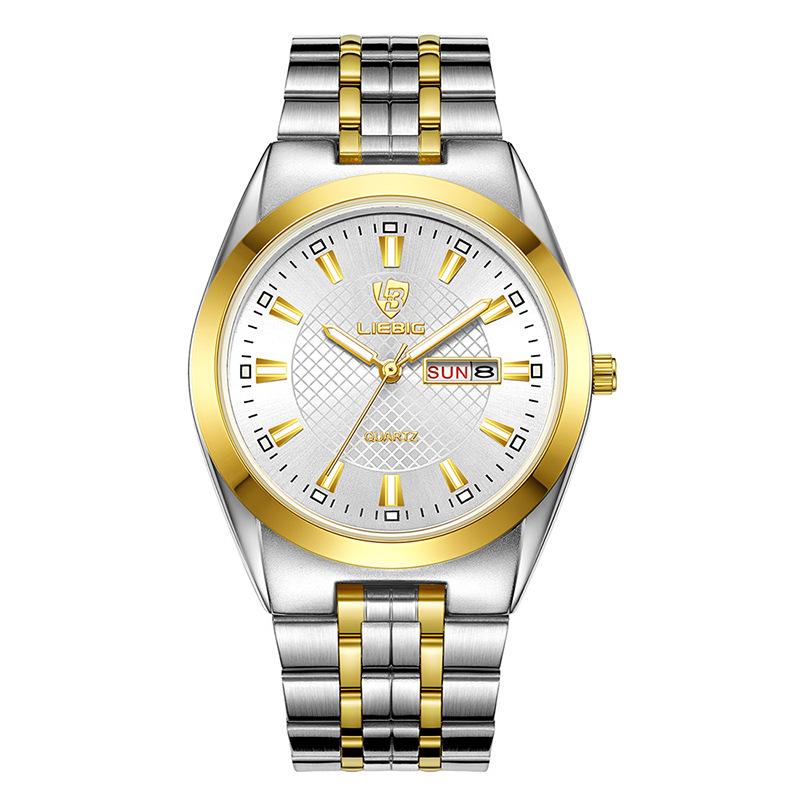 SKMEILuxury style new couple men's watch steel belt week calendar waterproof women's watch