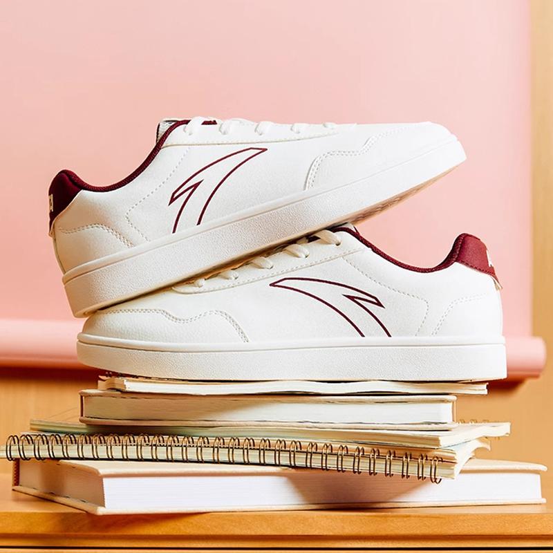 New Anta Life Collection Waterproof, Lightweight, And Breathable Low Top Skateboard Shoes Women's White Red 922538041-3